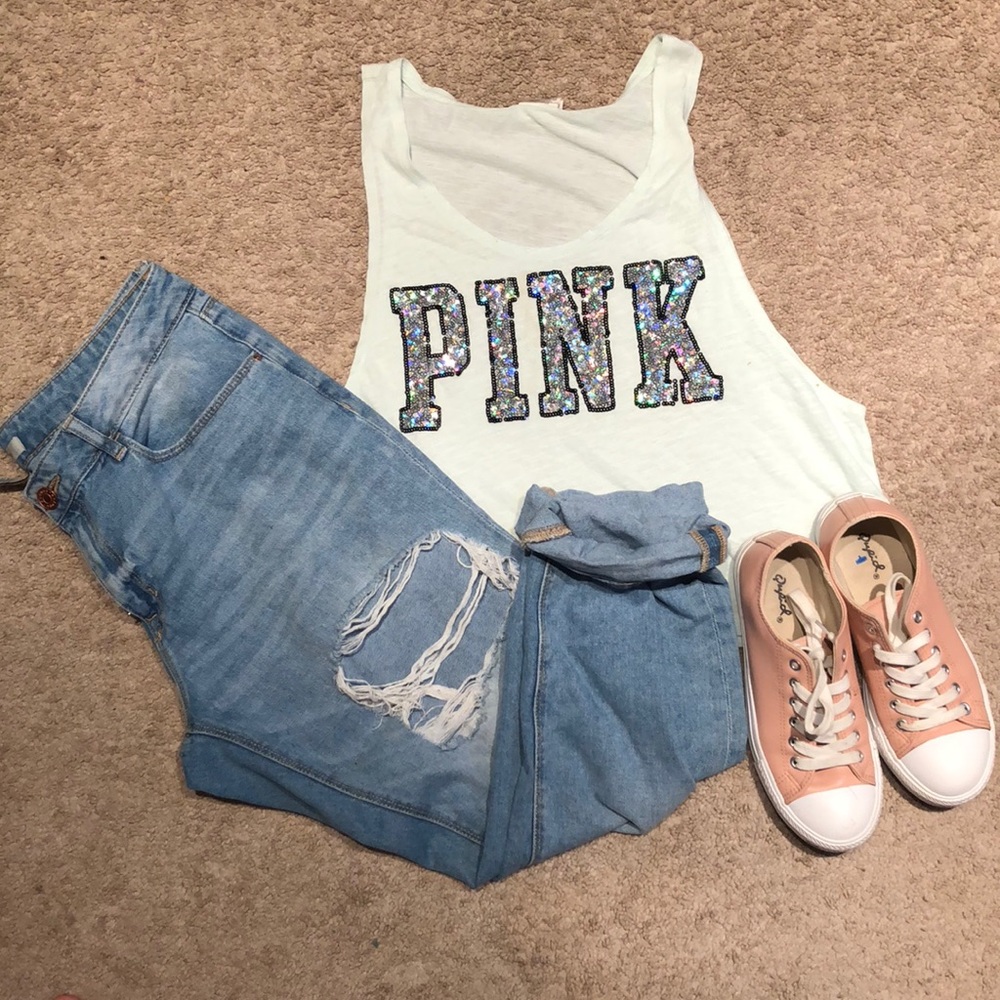 PINK bling crop top